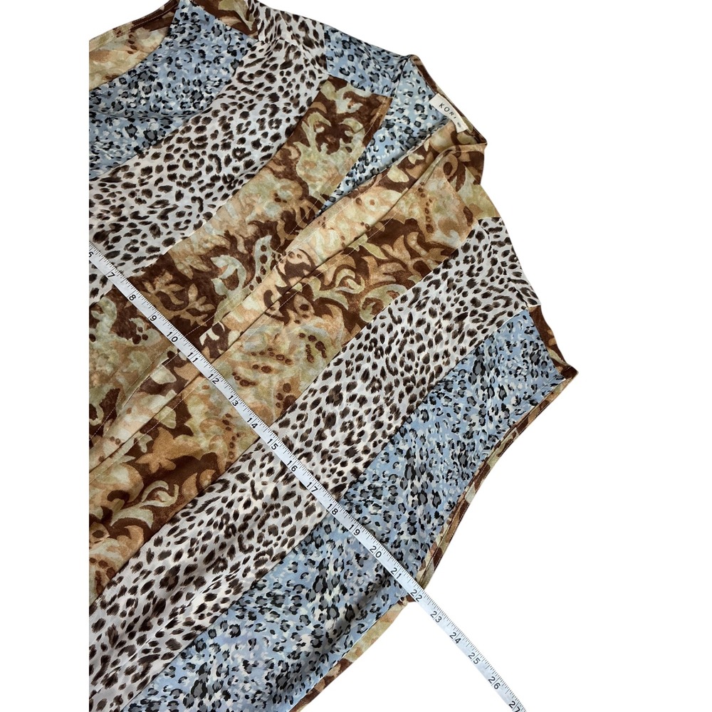 Kori Mixed Leopard Paisley Patchwork Ruffle Duster Vest Brown Blue ML B6888 - Picture 8 of 9